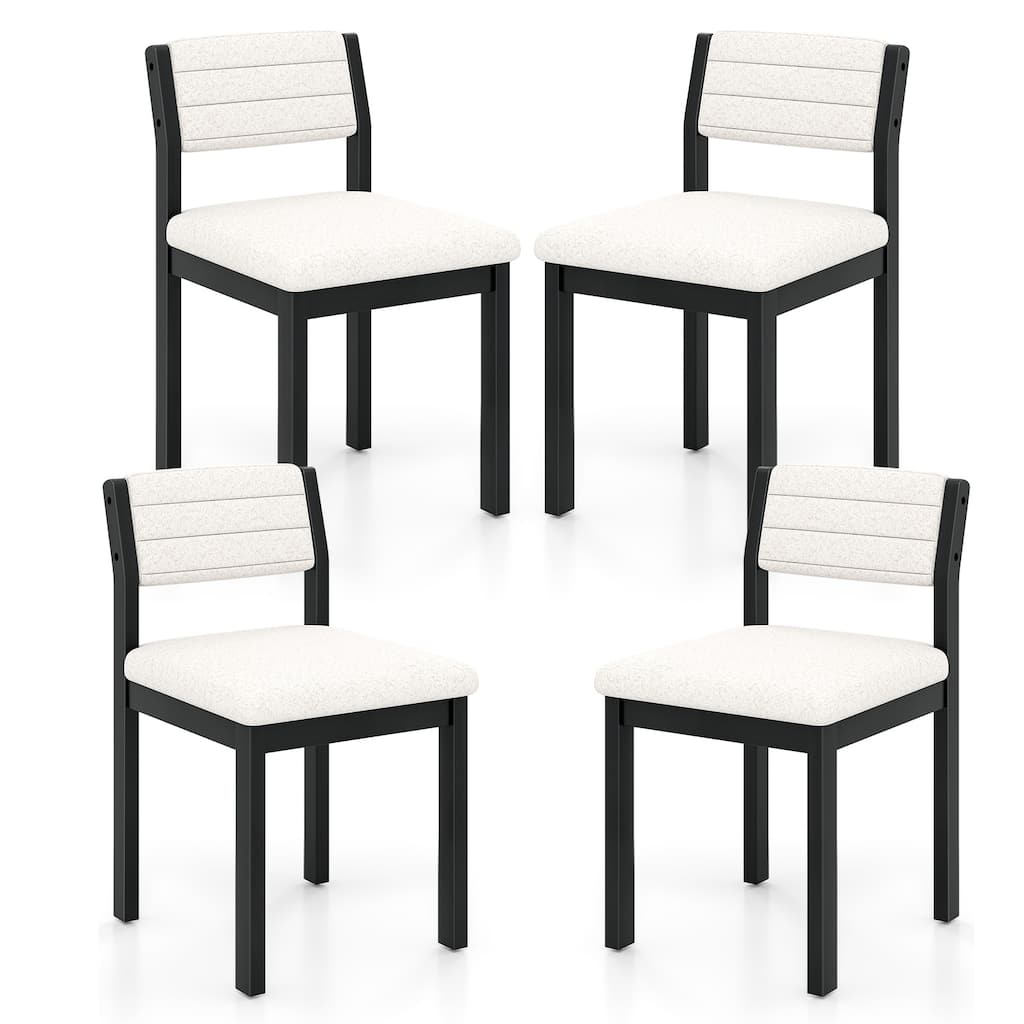 Gymax Dining Chair Set of 4 Sherpa Upholstered Kitchen Chairs w/ Wood