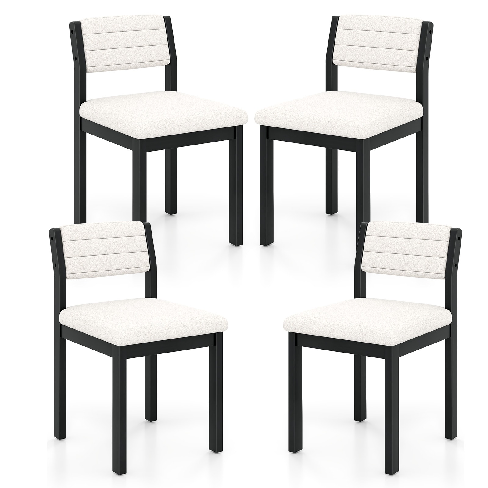 Gymax Dining Chair Set of 4 Sherpa Upholstered Kitchen Chairs w/ Wood