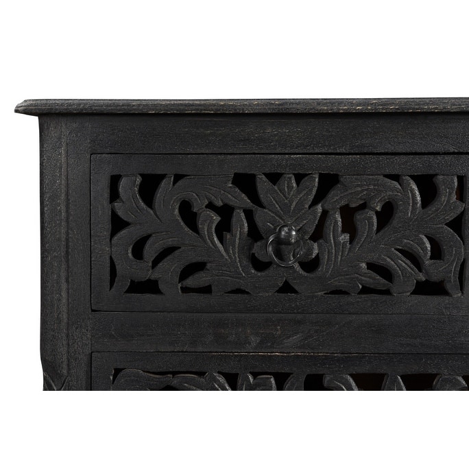 HomeRoots 57" Black Solid Wood Seven Drawer Dresser