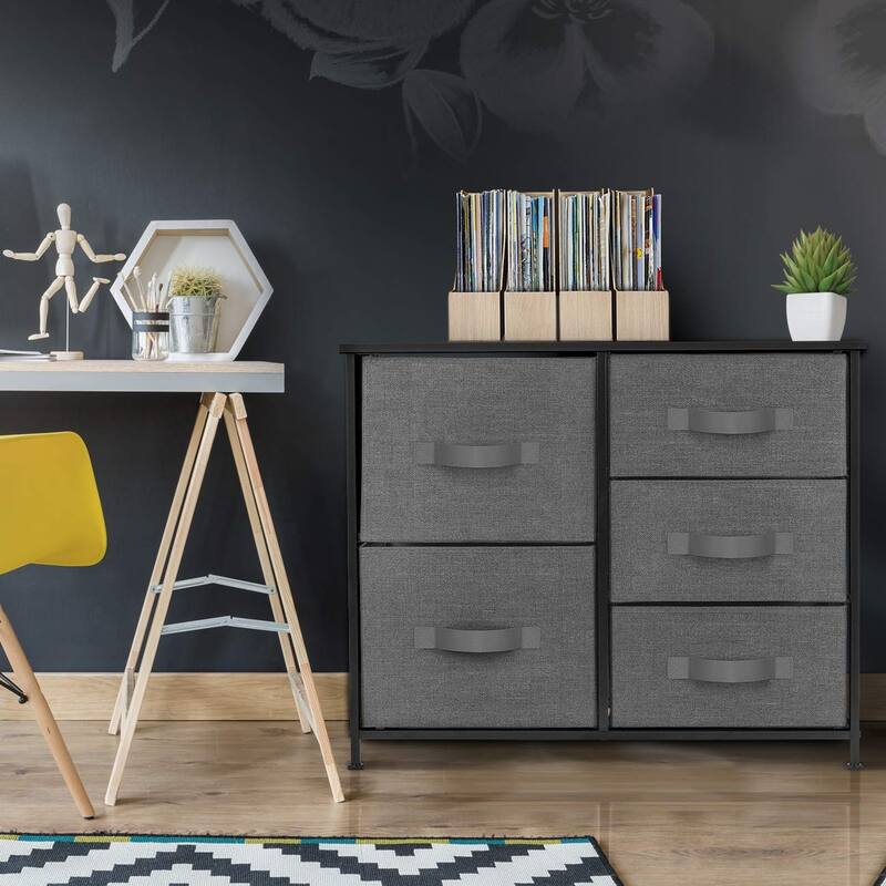 Dresser w/ 5 Drawers - Furniture Storage Tower Unit for Home, Bedroom