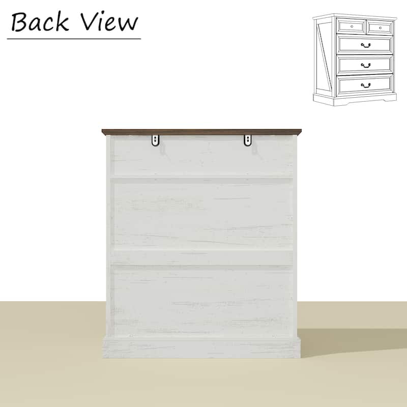 Farmhouse 5-Drawer Chest with Anti-Tip Device, Rustic Wooden Dresser for Bedroom, 36.3" Tall Storage Cabinet