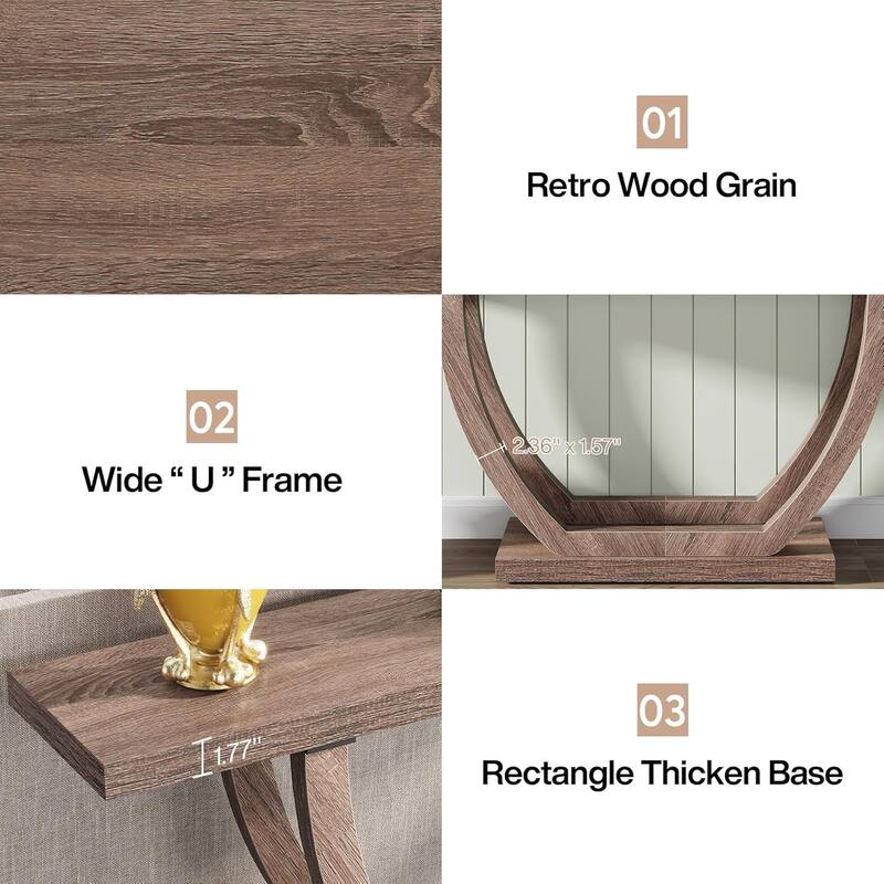 63 Inches Skinny Console Table with Geometric Base for Living Room Foyer