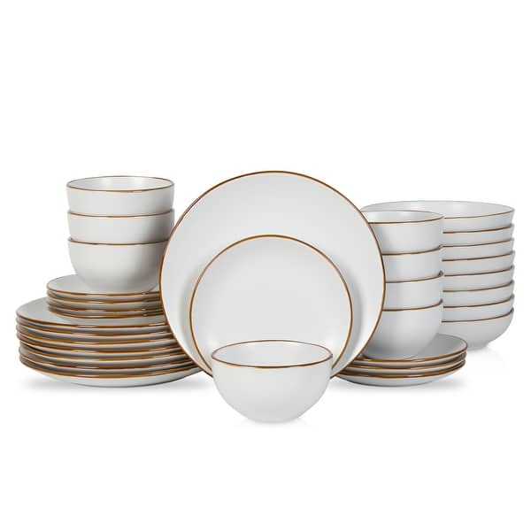 Stone Lain Brasa Stoneware Dinnerware Set - White - 32 Piece