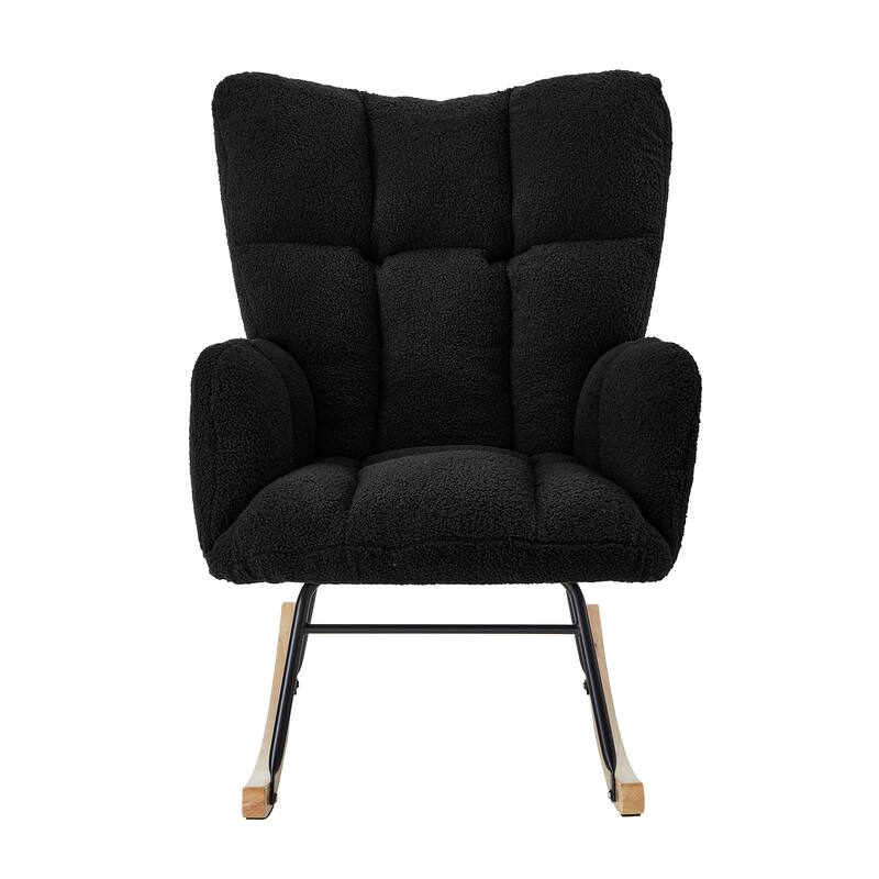 Anmytek Comfy Tufted Teddy Fabric Glider Rocking Chair
