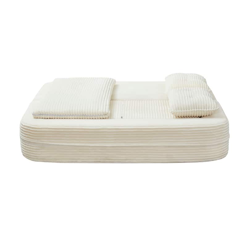 Sofa Bed With Independent Chaise Lounge And Functional Blanket,Convertible Sofa Bed,King Size Bed,Deep Seat
