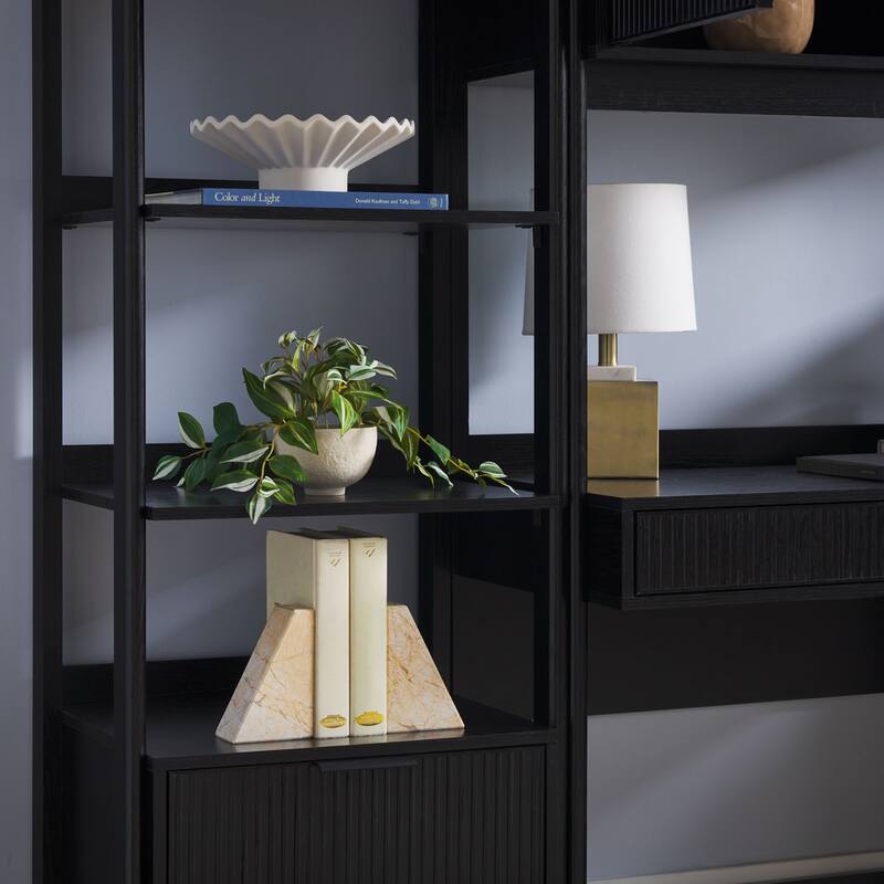 Walker Edison 3-Piece Set Hutch Desk with 1 Narrow and 1 Wide Bookcase