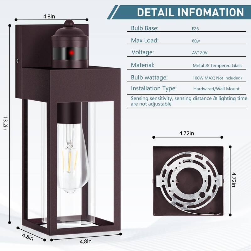 Smart Security Black Motion-Sensor Wall Lights for Your Outdoor Space 2-Pack