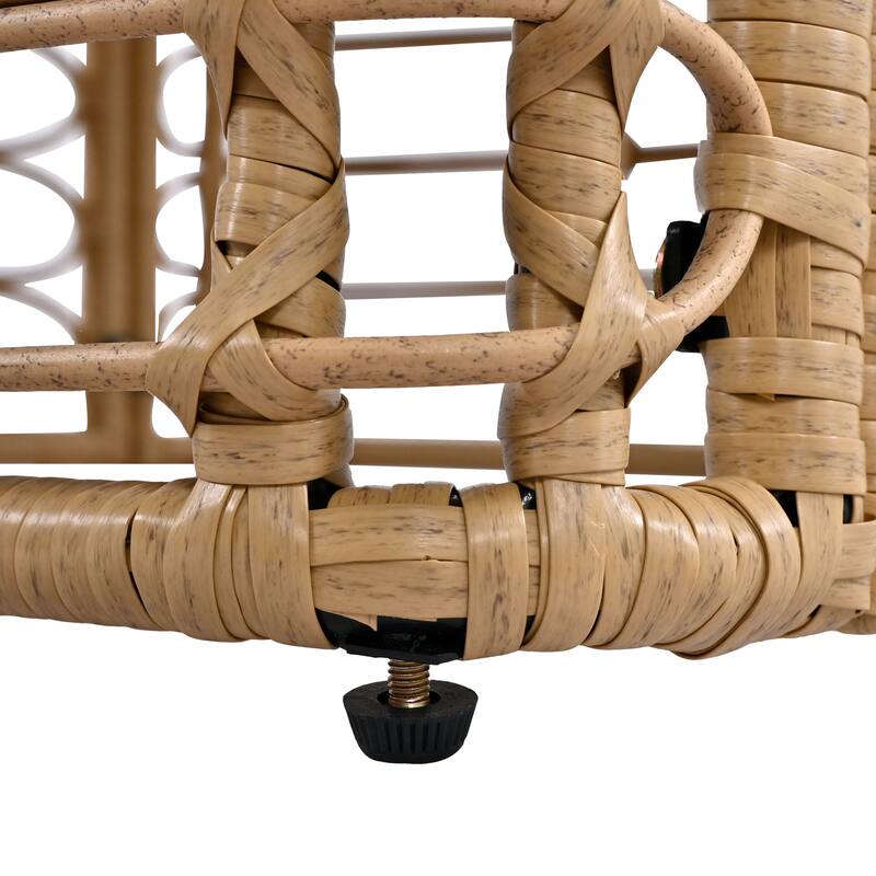 7 Pcs Outdoor Furniture Set, All-Weather Rattan Sectional Sofa Set with Thick Cushions and Pillows, Round Coffee Table