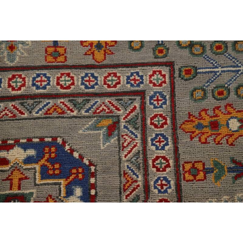 All-Over Gray Kazak Oriental Area Rug Wool Carpet - 8'4" x 11'4"