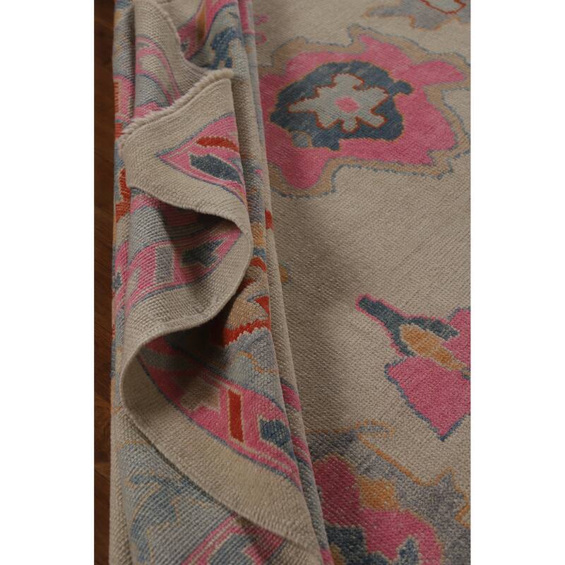 Hand Knotted Oriental 100% Wool Carpet Transitional All-Over Beige & Ivories Oushak Area Rug - 12' 3'' X 9' 3''