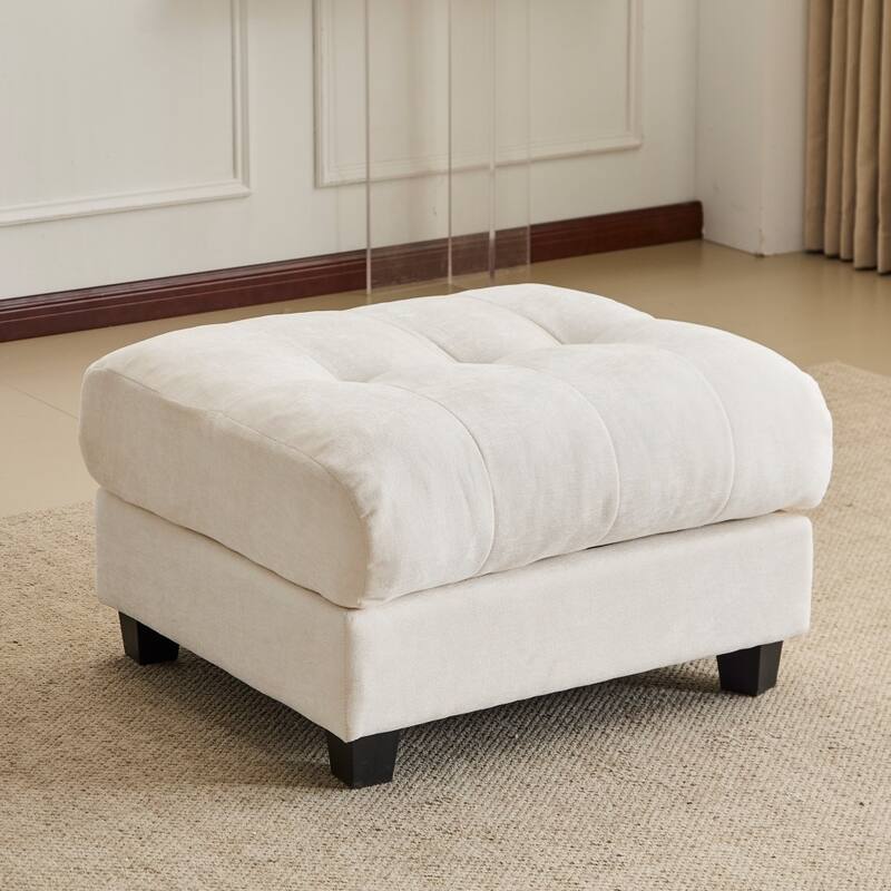 119" Chenille Sectional Sofa with 2 Ottomans and 4 Pillows, Adjustable Backrests