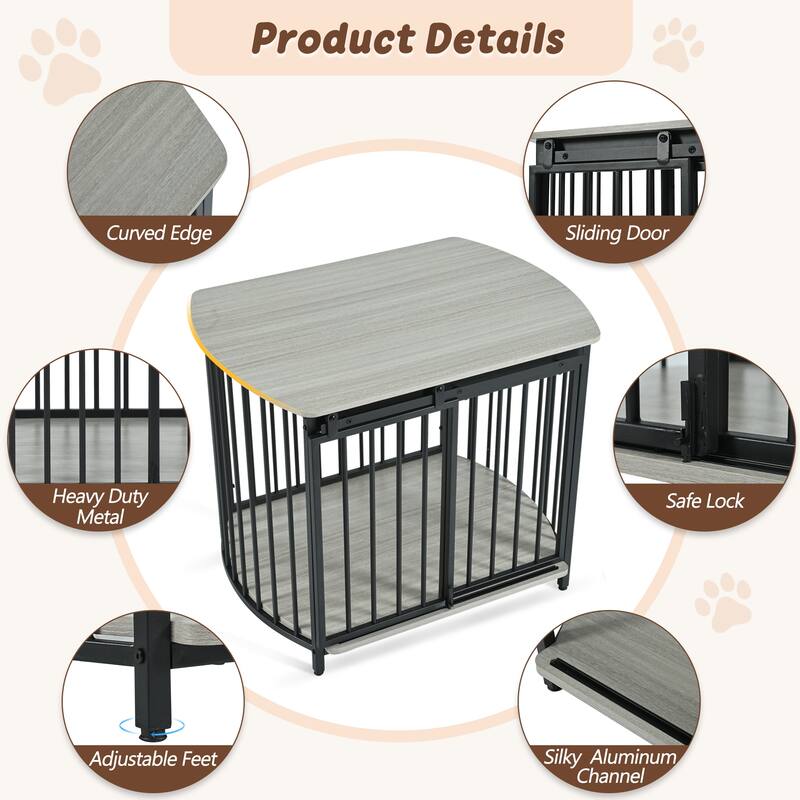 31.5" Furniture Style Dog Crate for Small&Medium Dogs,Wooden Cage Indoor Kennel Furniture,Dog Crate End Table with Double-Doors