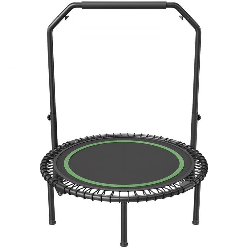 Black-Green Foldable Steel Fitness Trampoline with Adjustable Handle Perfect for Home Exercise - 40 Inch