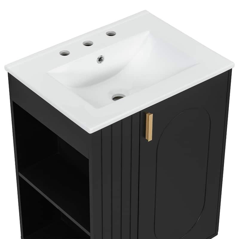 Roomfitters Bathroom Vanity with Sink, Cabinet with Door Shelf and Side Open Storage, Solid Wood Frame, Soft Closing Door
