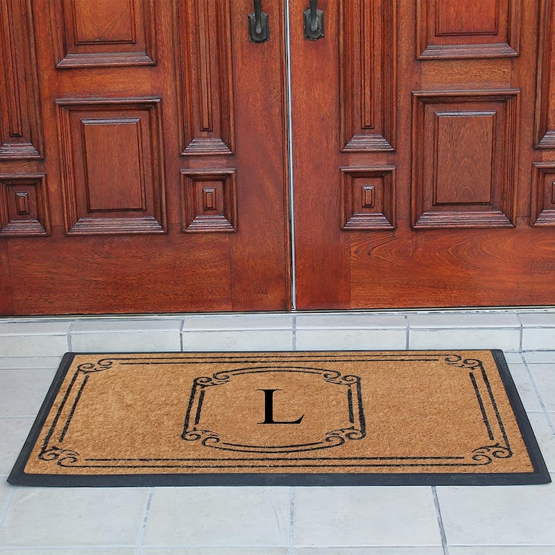 A1HC Natural Coir Monogrammed Door Mat For Front Door, 30"x48"