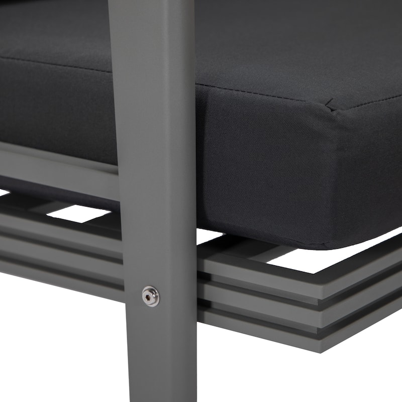 Walbrooke 4-Piece Outdoor Powder-Coated Frame Patio Furniture Set with Fire Pit Table, Tank Holder and Polyester Cushions