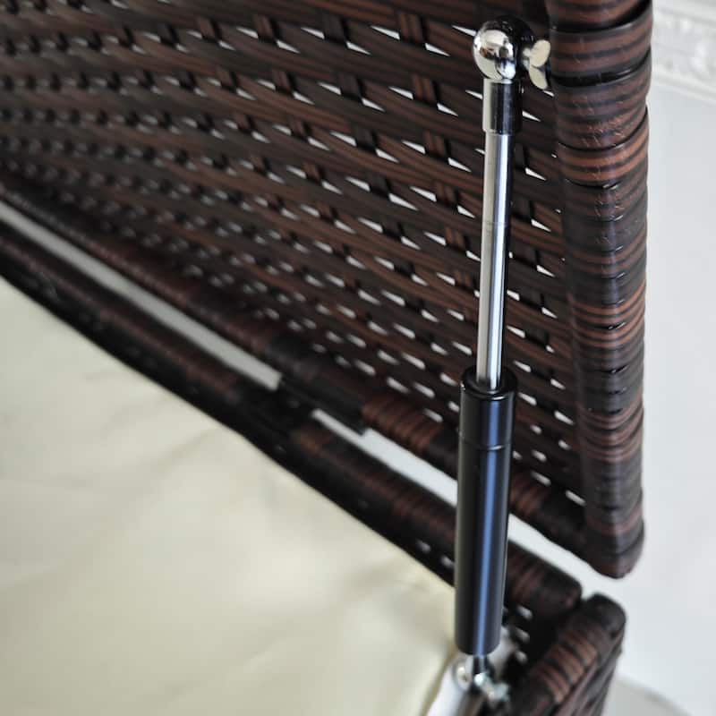 175 Gallon Outdoor Storage Box Hidden Storage Box Rattan Deck Box with Inner Liner Pneumatic Bar Lift for Indoor Outdoor