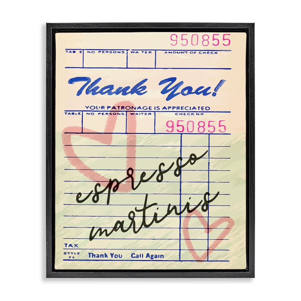 Stupell Espresso Martinis Guest Check Framed Floater Canvas Wall Art Design By Lil' Rue