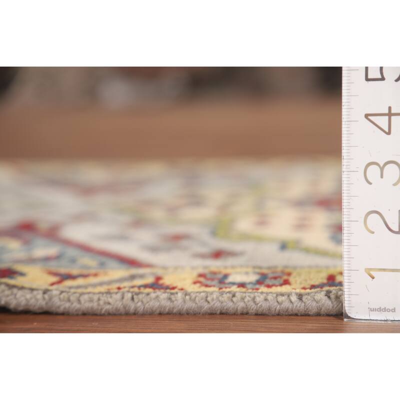 Traditional Grey Kazak Runner Rug Hand-Knotted Wool Carpet - 2'6" x 9'10"