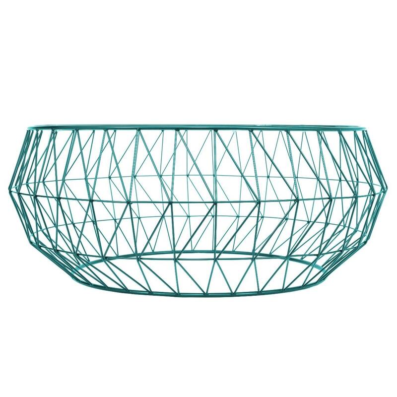 Malibu Octagon Coffee Table Templered Glass Tabletop in Sturdy Metal Geometric Base - 15" H x 34.5" W x 34.5" D