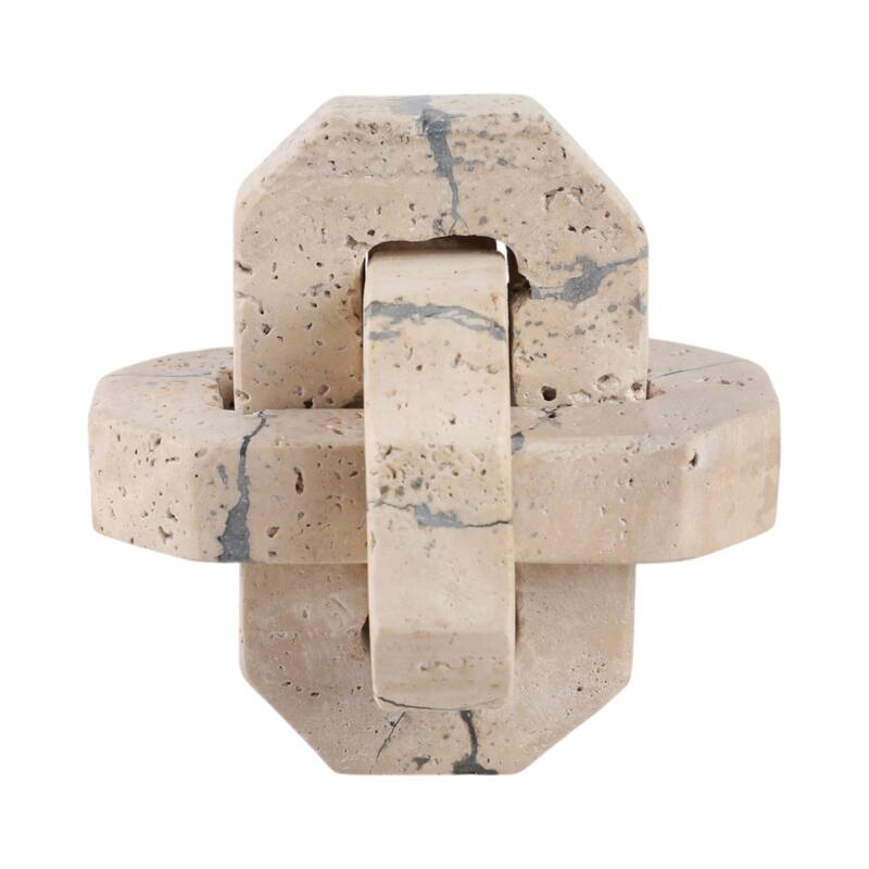 Stone Decorative Object Interlocking Geometric Sculptural Design