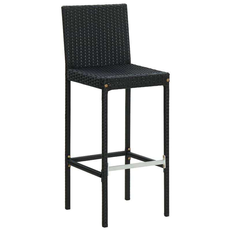 Nyra Garden Barstool Chair Set of 4, White Cushions, Black Rattan