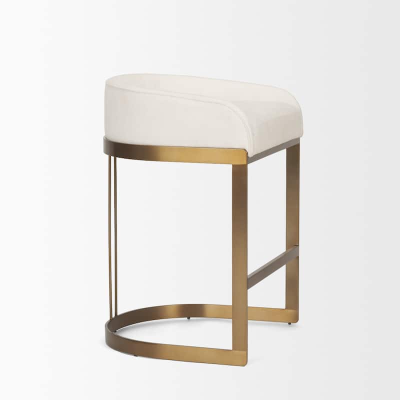 Hollyfield II Cream Fabric Seat W/ Gold Metal Base Counter Stool