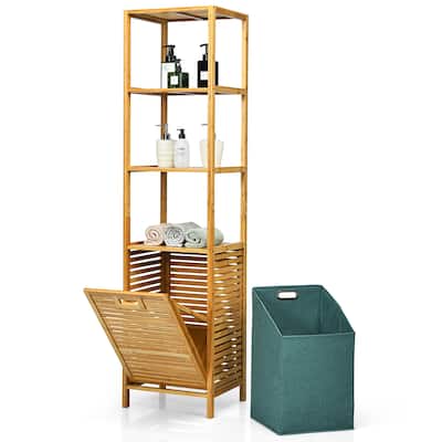 63 Inch Tilt Out Laundry Hamper Storage Shelves with Removable Basket