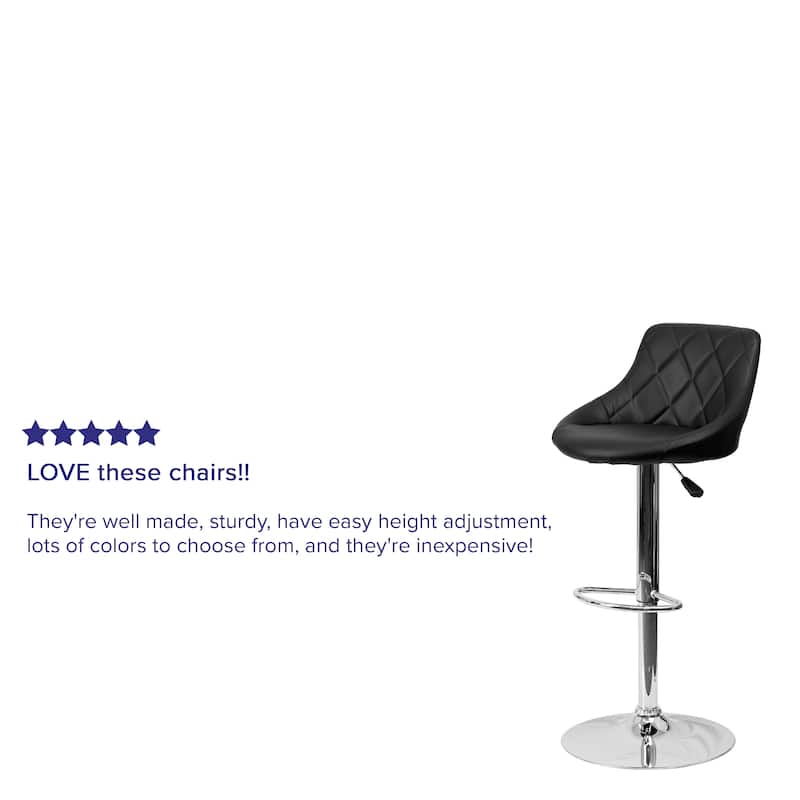 Vinyl Bucket Seat Adjustable Diamond Back Barstool (Set of 2) - 18.50"W x 19"D x 33.25" - 41.75"H