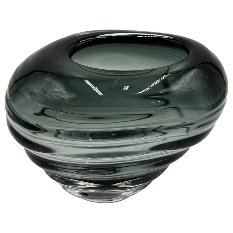 7" High Premium Contemporary Glass Vase in Grayish Blue