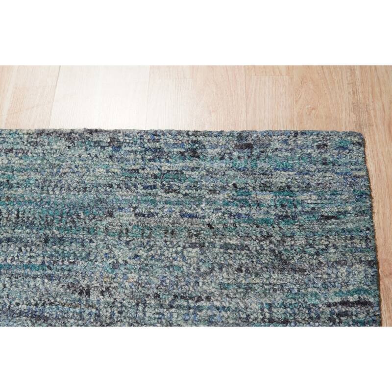 Hand-Knotted Wool & Bamboo Silk Modern Classic Rug, 8' x 10', Blue Area Rug, Soft Luxurious Handcrafted Design - L