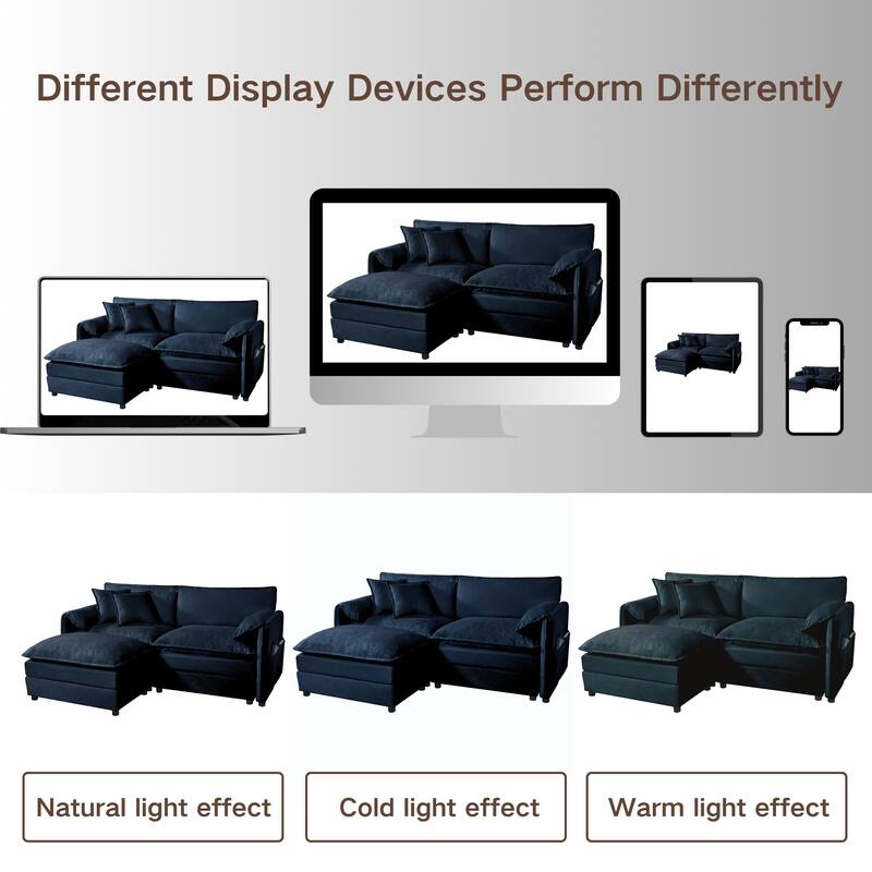 Modular Sofa DIY Combination Sofa for Living Room, Chenille Sectional Sofa Deep Seat Couch Set with Ottoman