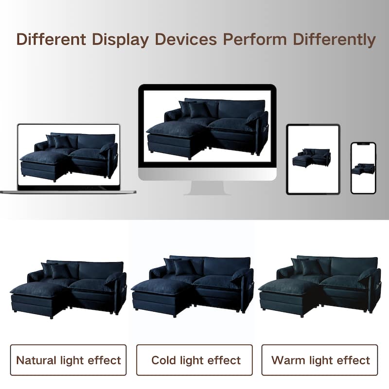 Oversized Deep Seat Sectional Sofa, Modern Chenille Cloud Couch, 3 Seater Modular Sofa with Pillows