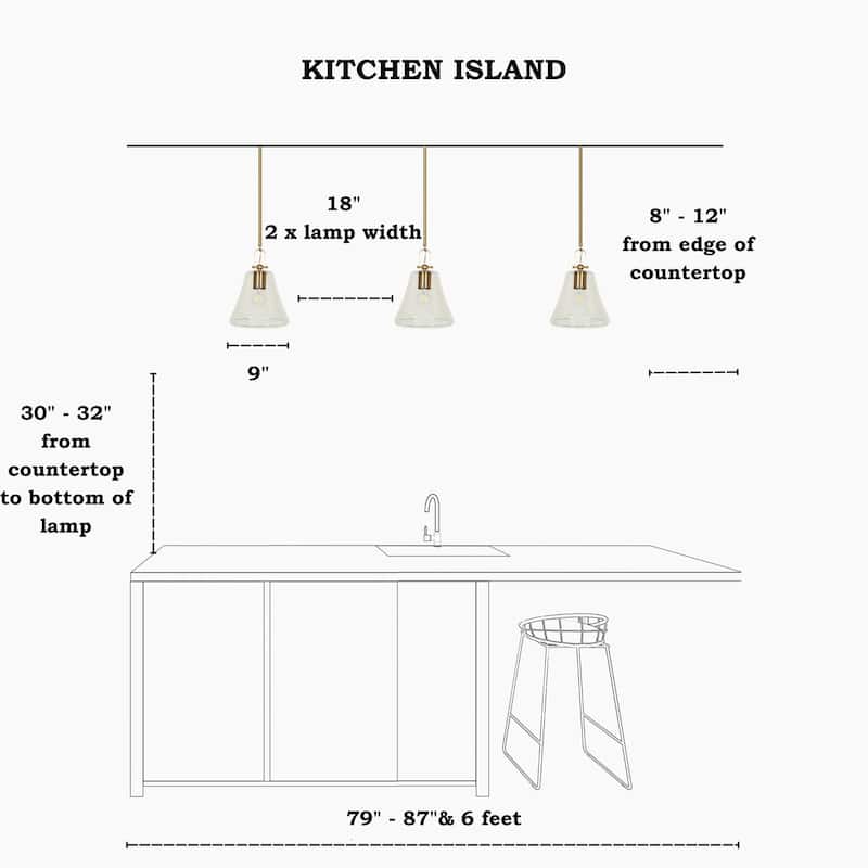 Modern Chic 1-light Large Pendant Gold Brass Finish Kitchen Island Light with Clear Glass Shade for Dining Room - 9 " × 11.8 "