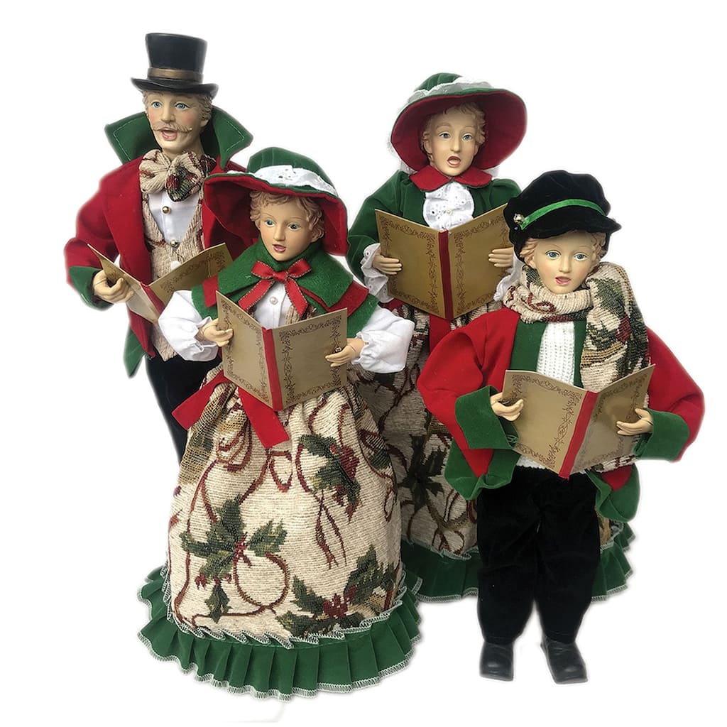 Set of 4 Victorian Holly Carolers Christmas Figurines 18"