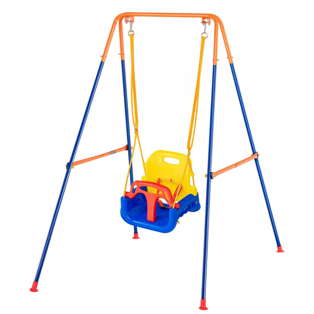 3 in 1 Outdoor Swing Sets with 4 Foldable Sandbags and Removable Seat Perfect Gift for Kids - 44.09"L x 63.76"W x 62.20"H