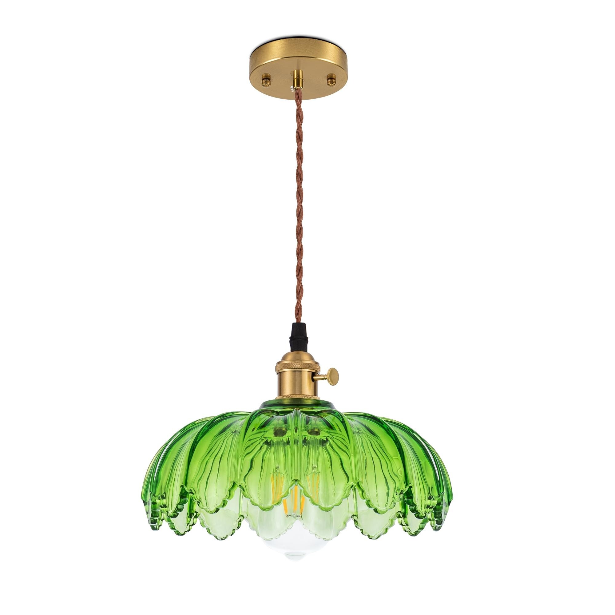 Romision Vintage green copper flower shaped glass Chandelier
