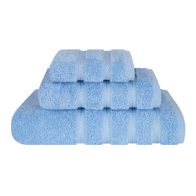 American Soft Linen 3 Piece, 100% Genuine Turkish Cotton Premium & Luxury Towels Bathroom Sets - Sky Blue