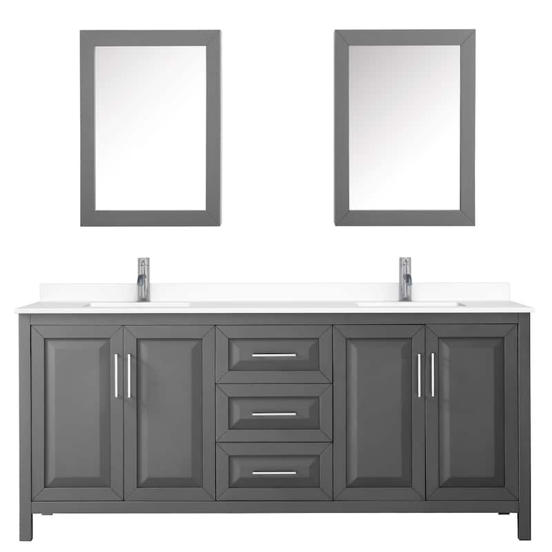 Daria 80 Inch Double Vanity, Cultured Marble Top, Medicine Cabinets