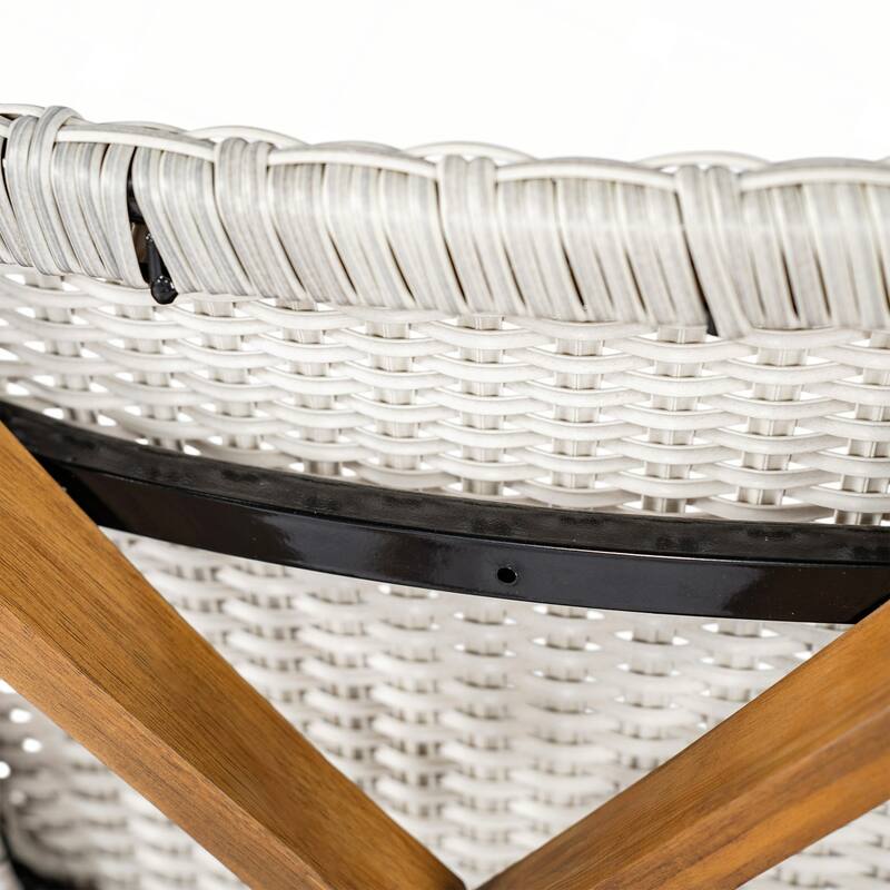 Outdoor Bar Stool, Wood with Wicker, Set of 2