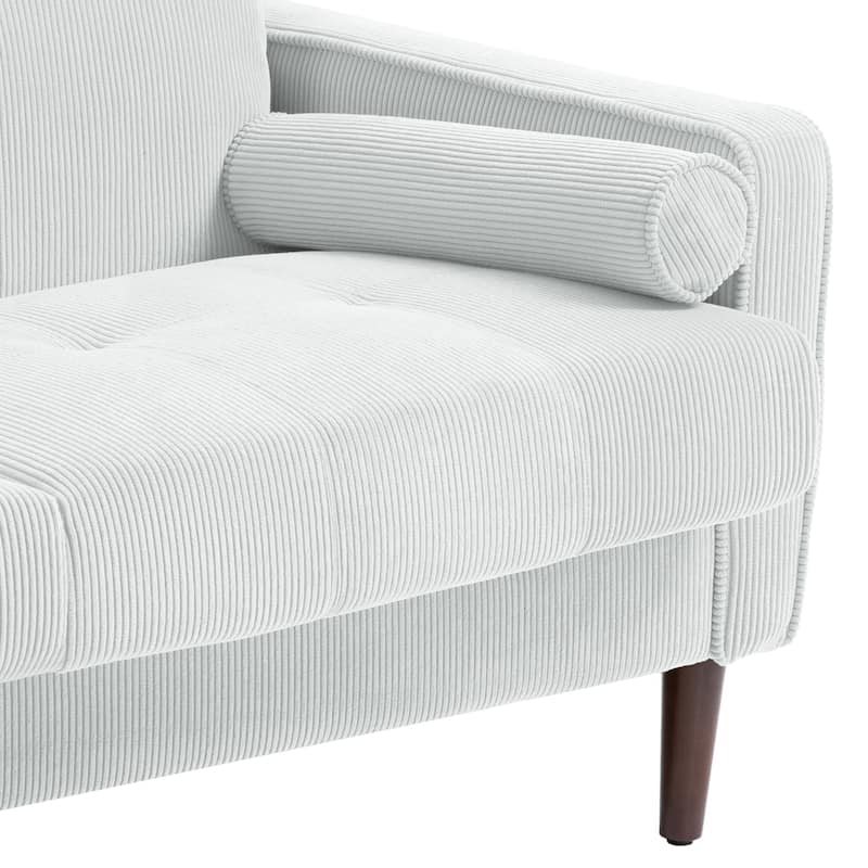 Modern Corduroy 2 Seater Sofa with Bolster Pillows