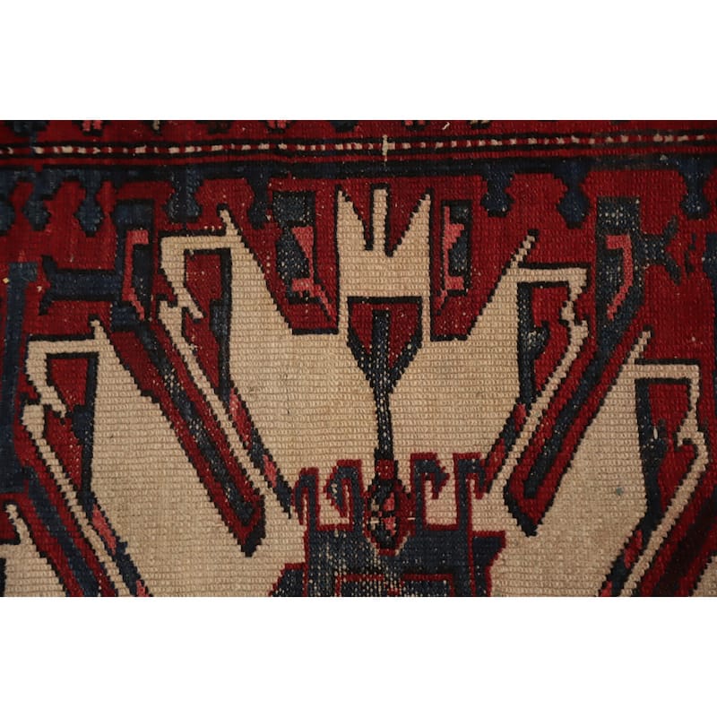Hand Knotted Oriental 100% Wool Carpet Traditional Tribal Red Gharajeh Area Rug - 13' 8'' X 5' 1''