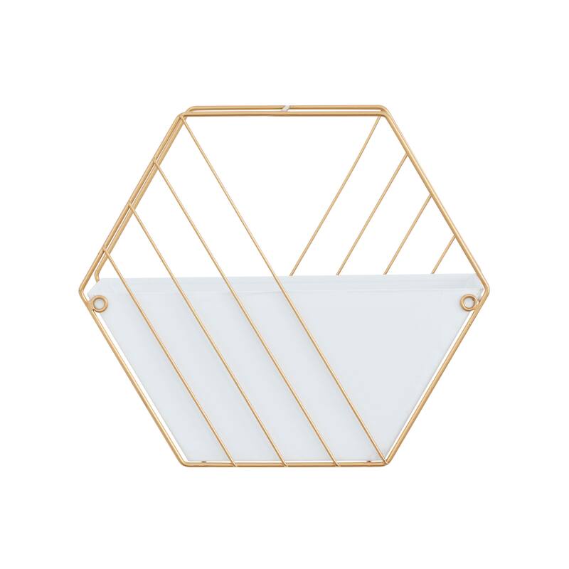 White Metal Indoor Outdoor Hanging Geometric Indoor Outdoor Wall Planter (Set of 2) - S/2 10", 9"H