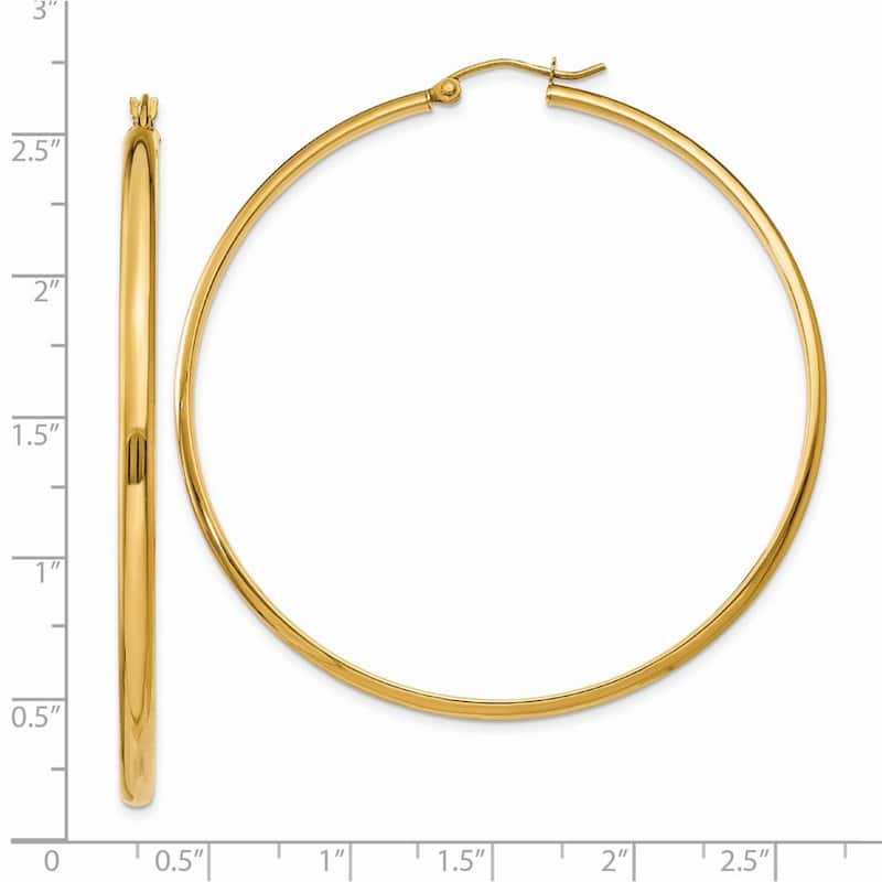 Curata 14k Yellow Gold 2.75x59mm Polished Hoop Earrings
