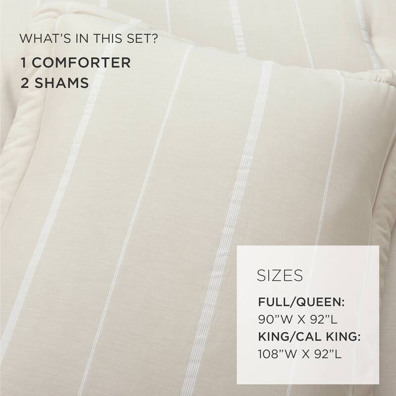 Lush Decor Classic Farmhouse Stripe Comforter 3-Piece Set