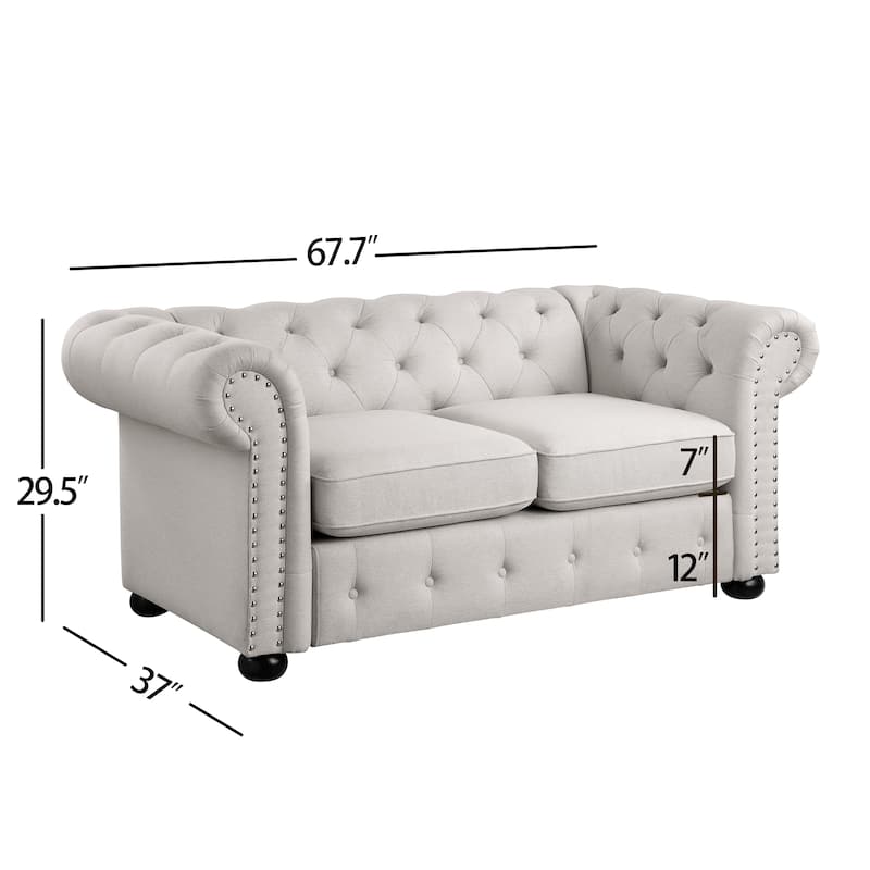 Corvus Aleksis 2-piece Tufted Rolled Arm Chesterfield Sofa and Loveseat Set