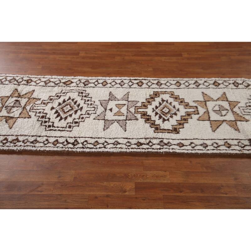 Beige Anatolian Oriental Runner Rug Hand-knotted Wool Carpet - 2'11"x 13'0"