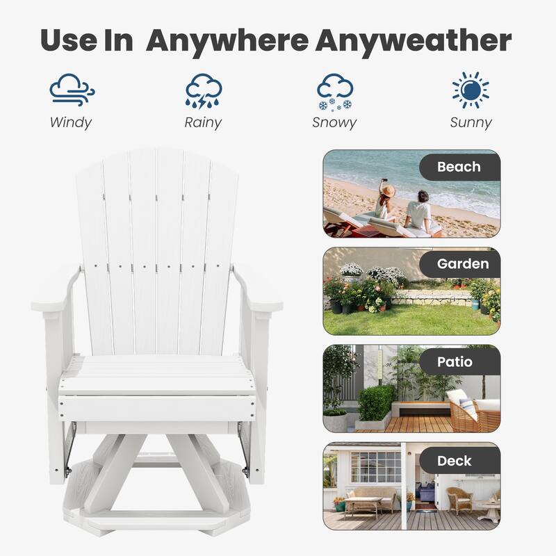 HDPE Adirondack Swivel Glider, Outdoor Patio Chair
