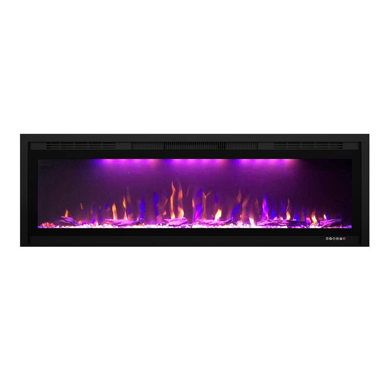52" 1500W Inserted Wall Mounted Modern Smart Electric Fireplace Heater with APP Control and Remote
