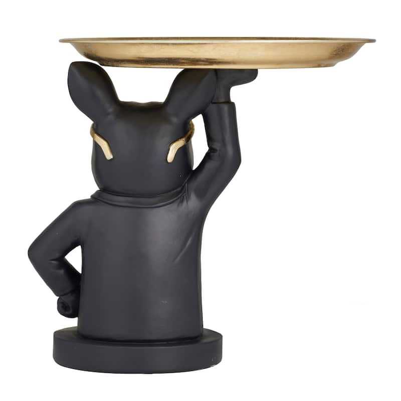 Black Polystone Traditional Sculpture - 15"L x 14"W x 14"H